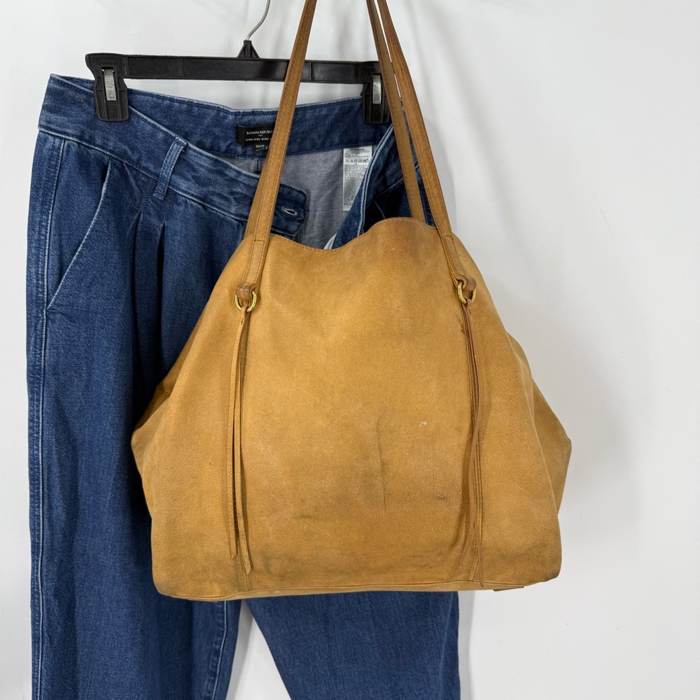 Hobo leather double strap large multi compartment, tote Bag